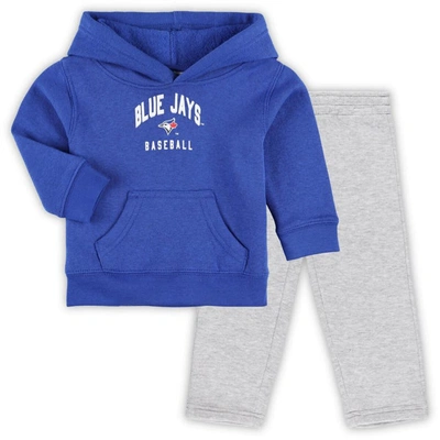 Outerstuff Baby Boys And Girls Royal, Heather Gray Toronto Blue Jays Play By Play Pullover Hoodie And Pants Set In Royal,heather Gray