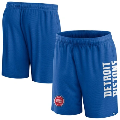 Fanatics Branded Blue Detroit Pistons Post Up Mesh Shorts