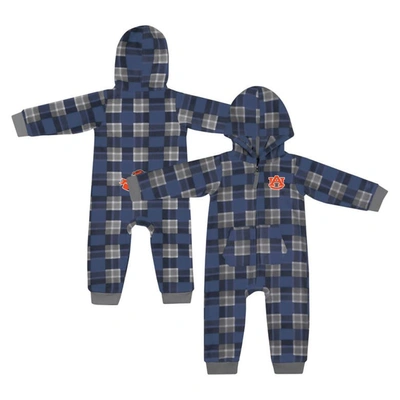 Colosseum Babies' Infant   Navy Auburn Tigers Full-zip Plaid Hoodie Long Sleeve Jumper