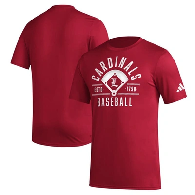 Adidas Originals Adidas  Red Louisville Cardinals Exit Velocity Baseball Pregame Aeroready T-shirt