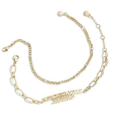 Wear By Erin Andrews X Baublebar Gold Jacksonville Jaguars Linear Bracelet Set In Gold-tone