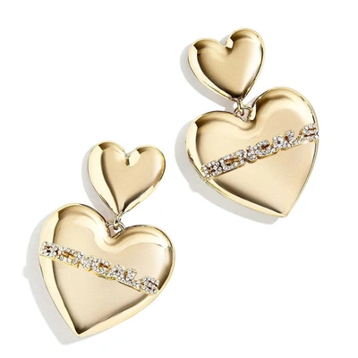 Wear By Erin Andrews X Baublebar Gold Cincinnati Bengals Heart Statement Drop Earrings In Gold-tone