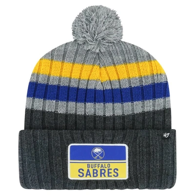 47 ' Gray Buffalo Sabres Stack Patch Cuffed Knit Hat With Pom