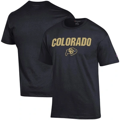 Champion Black Colorado Buffaloes Straight Over Logo T-shirt