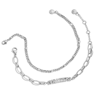 Wear By Erin Andrews X Baublebar Silver Las Vegas Raiders Linear Bracelet Set In Silver-tone