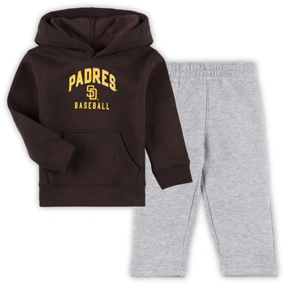 Outerstuff Kids' Toddler Brown/gray San Diego Padres Play-by-play Pullover Fleece Hoodie & Trousers Set