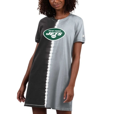Starter Black New York Jets Ace Tie-dye T-shirt Dress