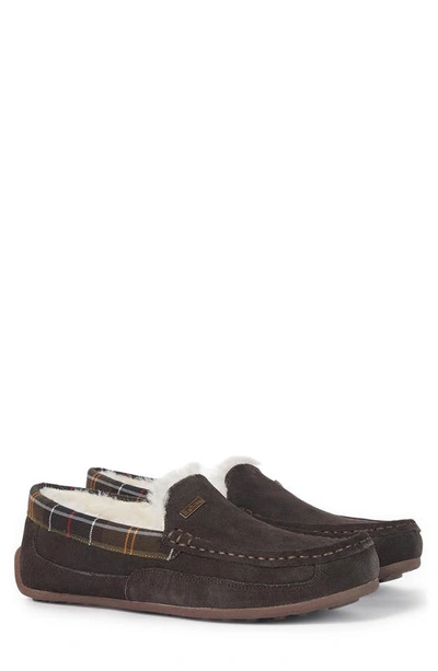 Barbour Martin Faux Shearling Slipper In Brown