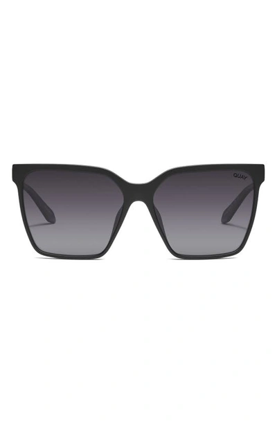 Quay Level Up Remixed 60mm Gradient Polarized Square Sunglasses In Matte Black/ Smoke Polarized