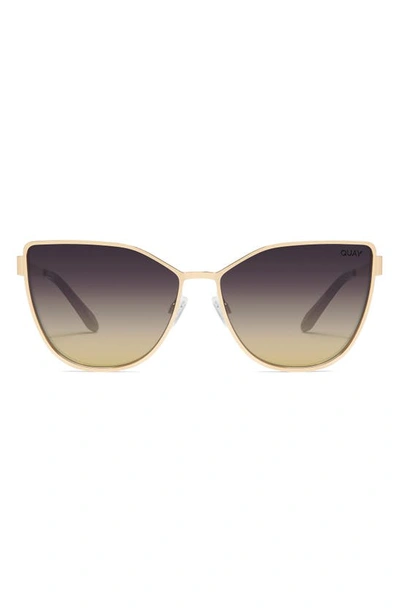 Quay In Pursuit 64mm Gradient Cat Eye Sunglasses In Gold