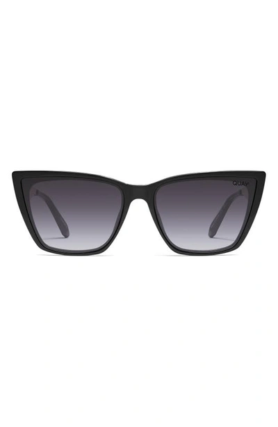 Quay Call The Shots 45mm Cat Eye Sunglasses In Black/ Smoke