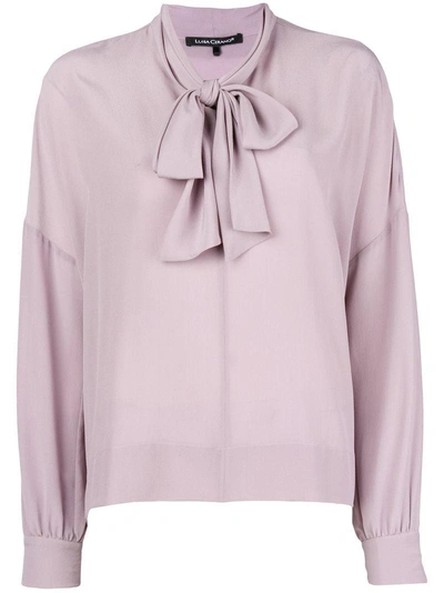 Luisa Cerano Pussy Bow Blouse - Pink & Purple