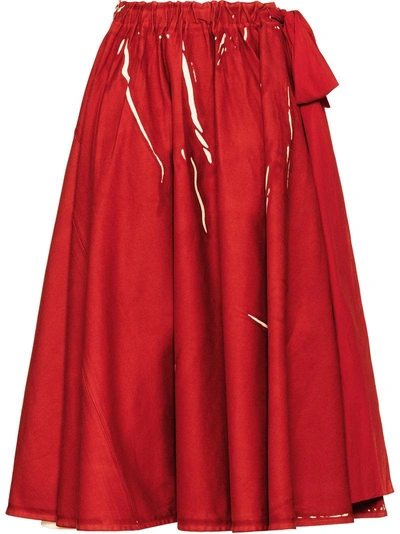 Prada Overprinted Drill Skirt - Red