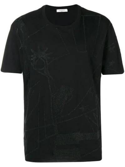 Valentino Glitter Print T-shirt In Black