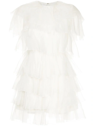 Giambattista Valli Tiered Mini Dress In White