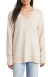 Caslon Relaxed Tunic Sweater In Tan Doeskin Heather