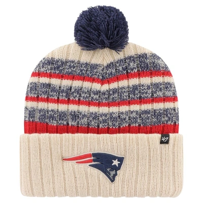 47 '  Natural New England Patriots  Tavern Cuffed Knit Hat With Pom In Cream