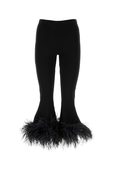 Valentino Feather-trim Flared Trousers In Black