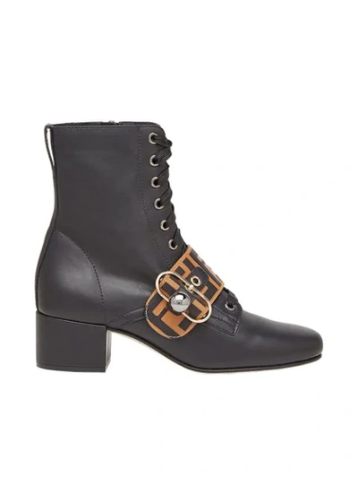 Fendi Ff Motif Ankle Boots In Black