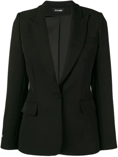 Styland Crepe Blazer In Black