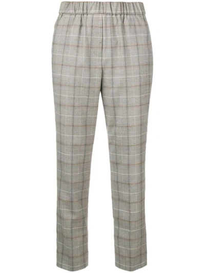 Peserico Plaid Cropped Trousers - Grey