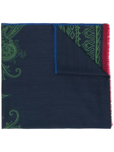 Etro Paisley Print Scarf In Blue