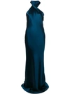 Galvan Asymmetrical Bias Cut Gown In Blue