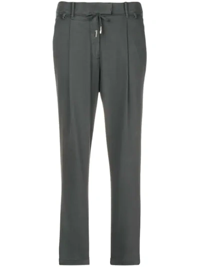 Eleventy Cropped Tapered Trousers In Grey