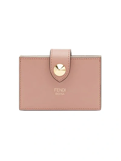 Fendi Gusseted Card Holder In Pink