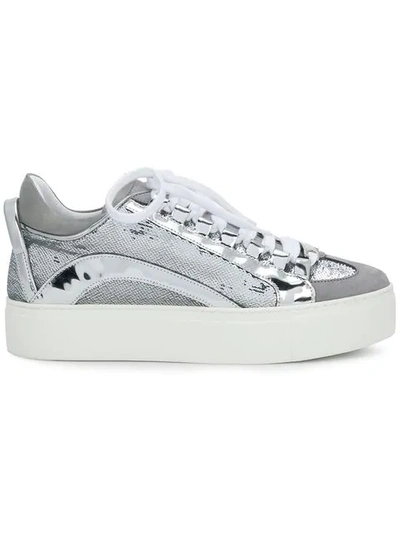 Dsquared2 Flatform-sneakers Mit Pailletten In Metallic