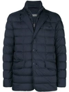 Herno Padded Single Breasted Jacket In Blue