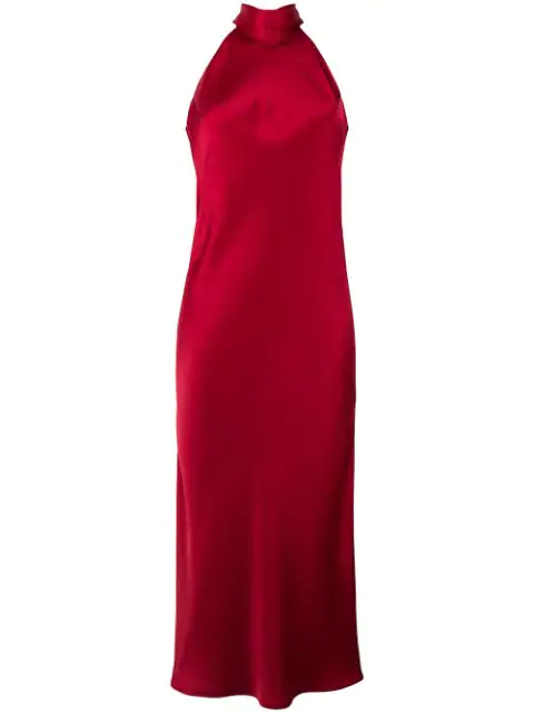 galvan sienna satin midi dress
