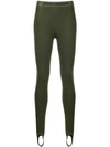 Rabanne Logo Waistband Stirrup Leggings In Army