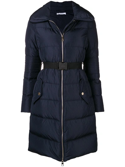 Versace Zipped Padded Parka Coat In Blue