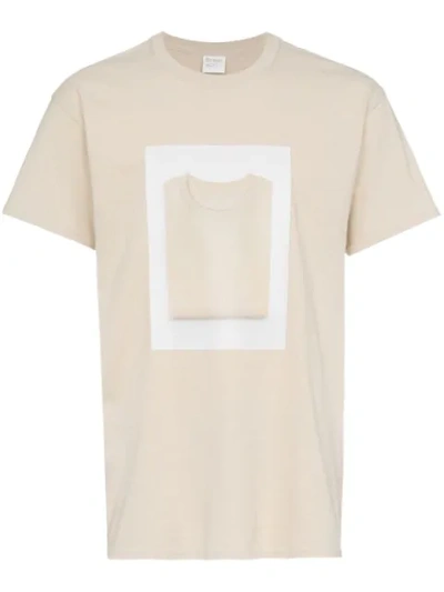 Just A T-shirt White And Nude Ryan Gander Print Cotton T Shirt - Neutrals