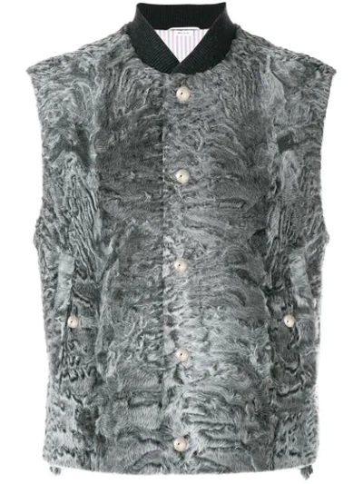 Thom Browne Dyed Karakul Fur Vest In Grey