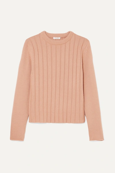 Chloé Chloe Iconic Cashmere Crewneck Sweater In Neutrals,pink In Peach