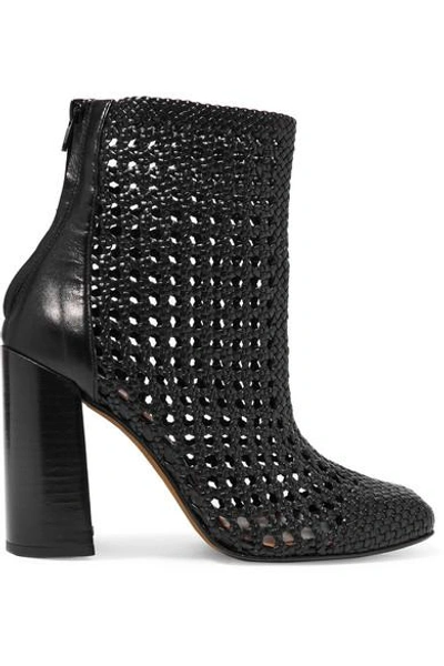 Souliers Martinez Sardaigne Woven Leather Ankle Boots In Black