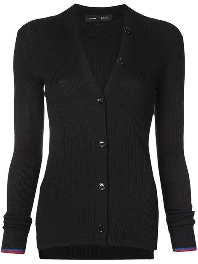 Proenza Schouler Pattern Cuff Silk & Cashmere Blend Cardigan In Black
