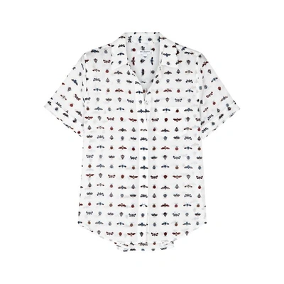 Equipment Elley Bug-print Semi-sheer Shirt In White