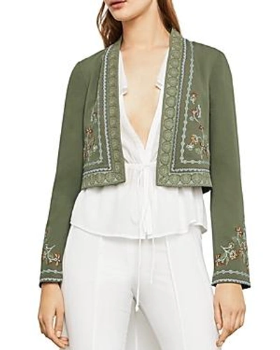 Bcbgmaxazria Floral Embroidered Cropped Jacket In Dusty Olive