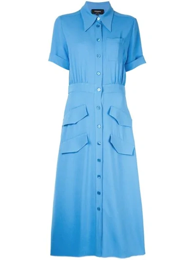 Rochas Onachom Stretch-crepe Shirt Dress In Blue