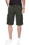 X-ray Belted Cotton Twill Cargo Shorts In Charcoal