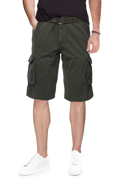 X-ray Belted Cotton Twill Cargo Shorts In Charcoal