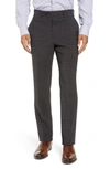 Santorelli Flat Front Solid Wool Trousers In Charcoal