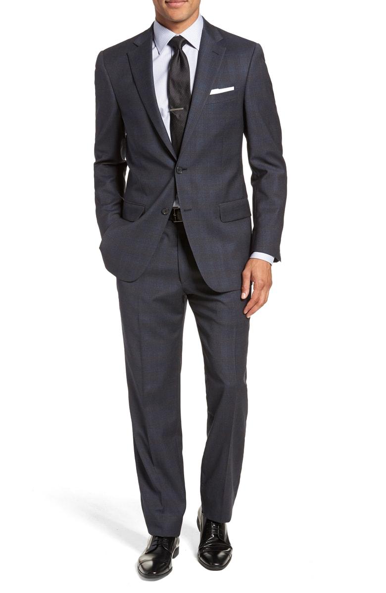 Hart Schaffner Marx New York Classic Fit Stretch Plaid Wool Suit In ...
