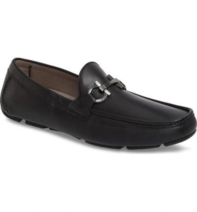 Ferragamo Barlett Driver In Nero Leather