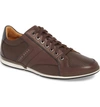 Hugo Boss Saturn Low Top Sneaker In Dark Brown Leather