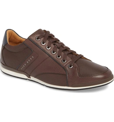 Hugo Boss Saturn Low Top Sneaker In Dark Brown Leather | ModeSens