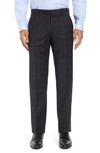 Zanella Parker Plaid Stretch Trousers In Charcoal